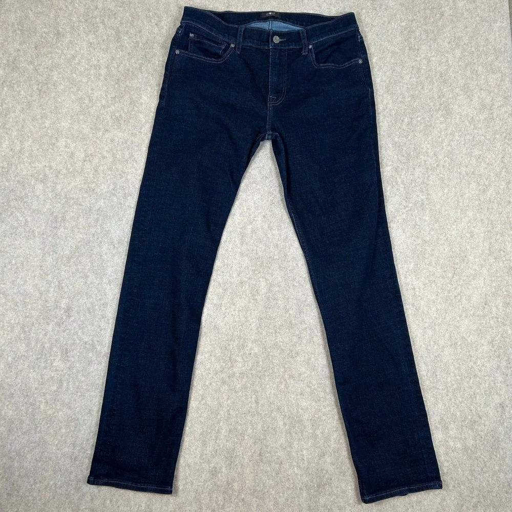 7 For All Mankind Jeans Men 34 Dark Blue Slim Fit Indigo Denim